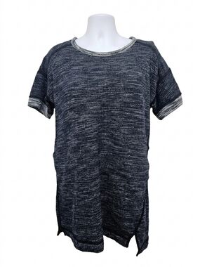 ​Madewell Marled Knit Short Sleeve Tunic Sweater - Navy/White